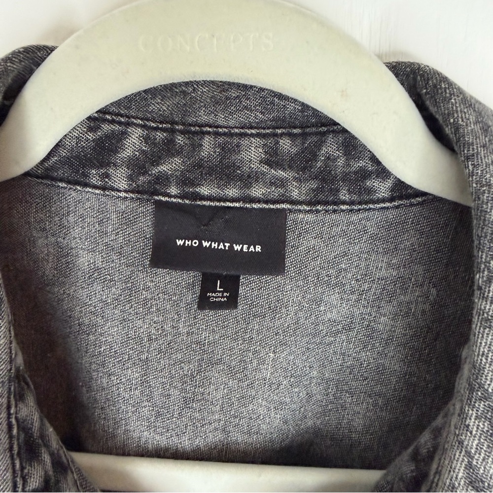 Who What Wear Charcoal Denim Shirt Dress - Picture 6 of 12